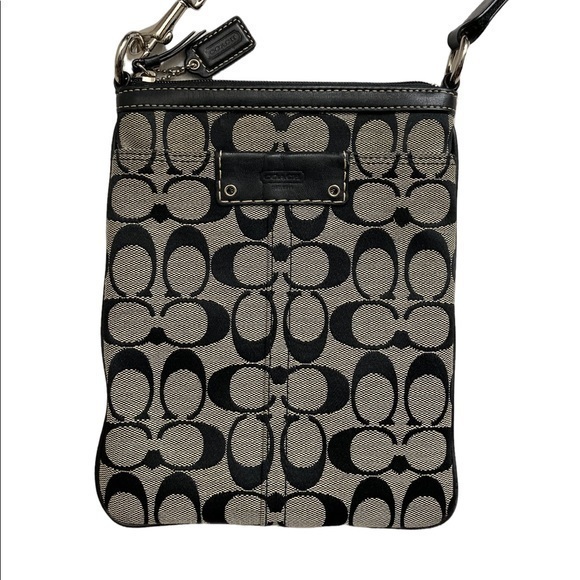 Coach Black Gray Signature C Swingpack Crossbody Bag